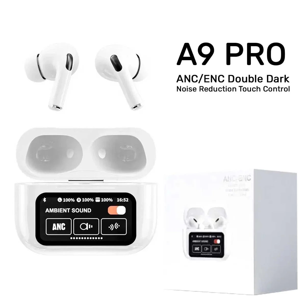 Air A9 Pro Digital Display Case Airpods / Anc/enc Touch Screen Wireless Earbuds