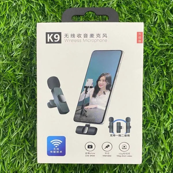 Wireless Mic K9 Dual Microphone Mic Plug & Play Usb Type C Plug Wireless Lavalier Microphone