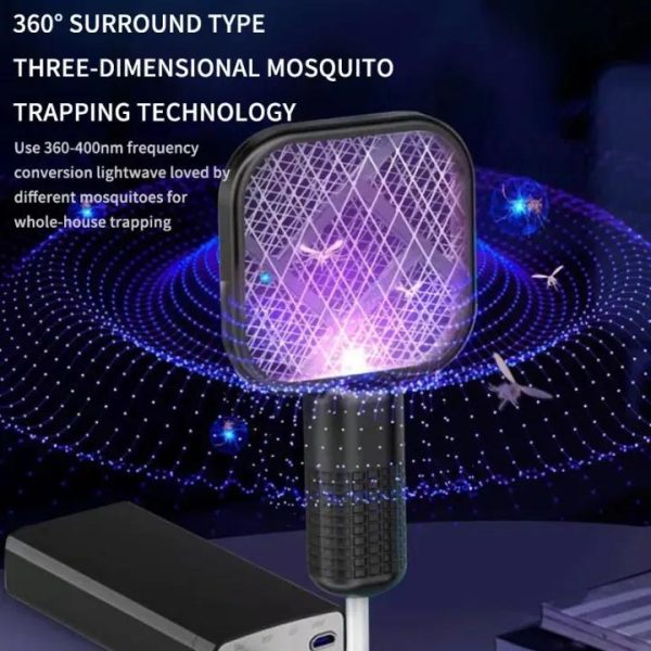 Mini Usb Rechargeable Mosquito Racket With Uv Light – Portable Electric Bug Zapper & Fly Swatter For Indoor/outdoor Use, Home, Office, Travel & Camping