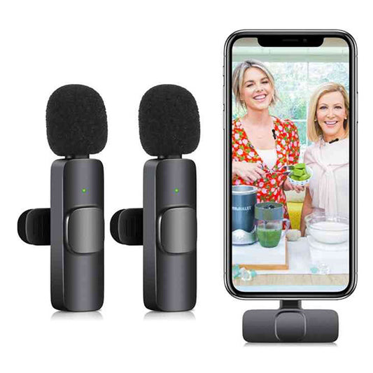Wireless Mic K9 Dual Microphone Mic Plug & Play Usb Type C Plug Wireless Lavalier Microphone