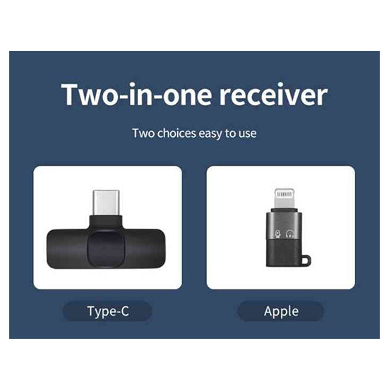 Wireless Mic K9 Dual Microphone Mic Plug & Play Usb Type C Plug Wireless Lavalier Microphone