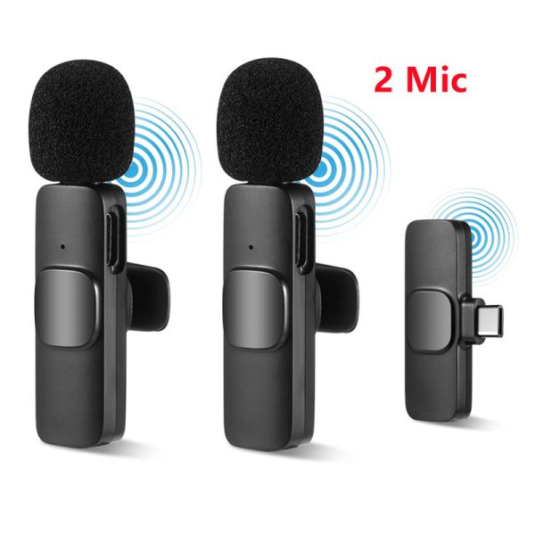 Wireless Mic K9 Dual Microphone Mic Plug & Play Usb Type C Plug Wireless Lavalier Microphone